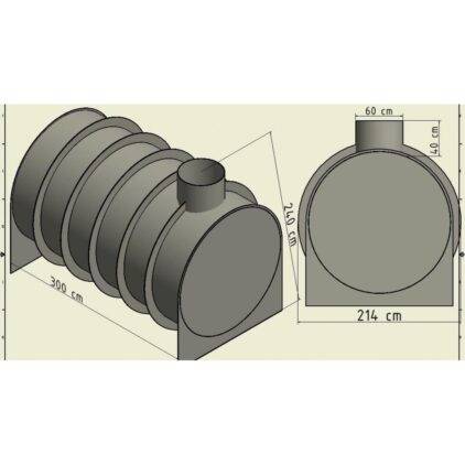 ležatá plastová nádrž ZSN 8m3 špecifikácia