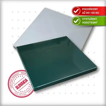 biely a zelený hranatý plastový poklop 60